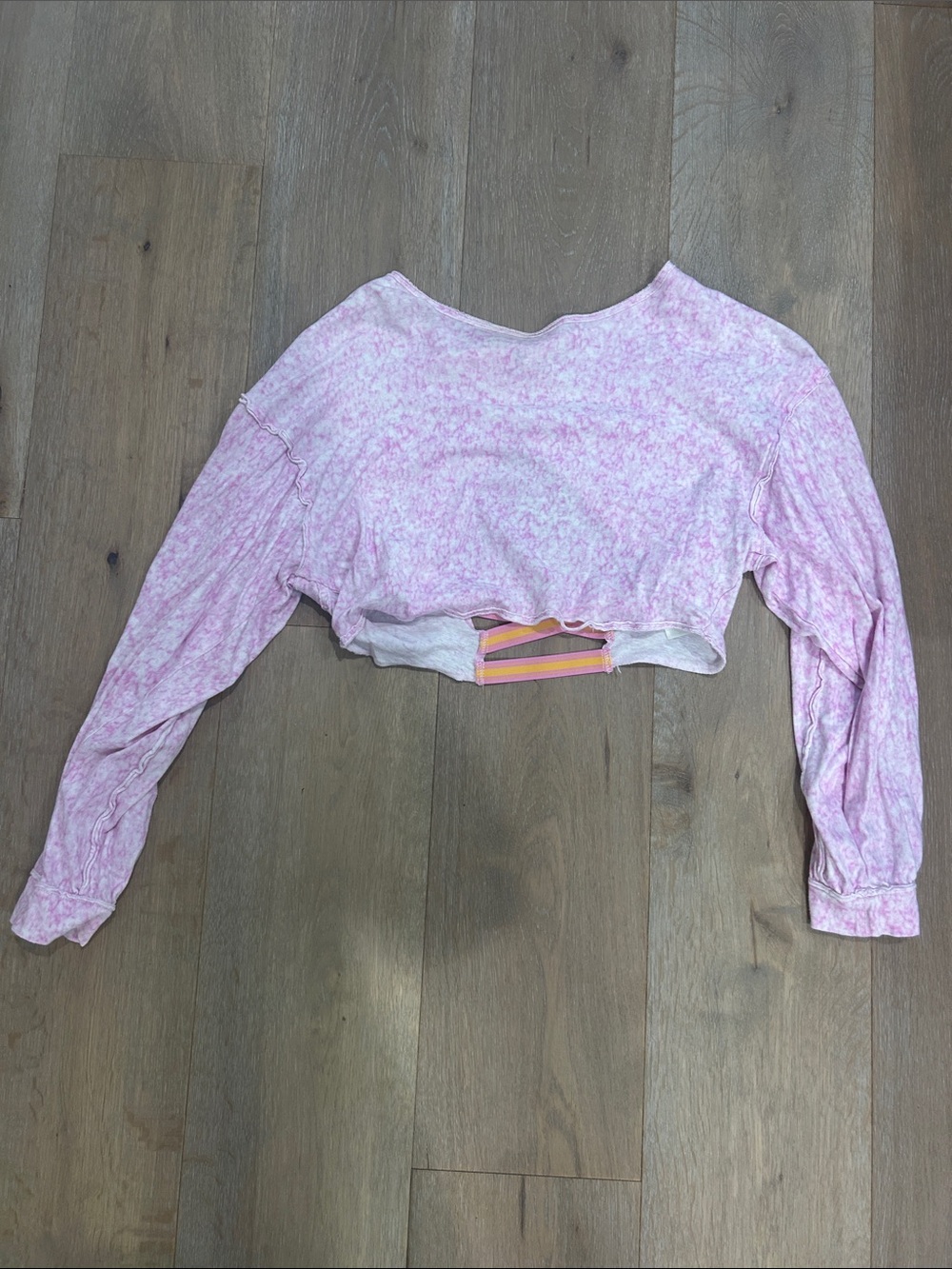 FP Movement by Free People Pink Heathered Cropped Long-Sleeve Top
